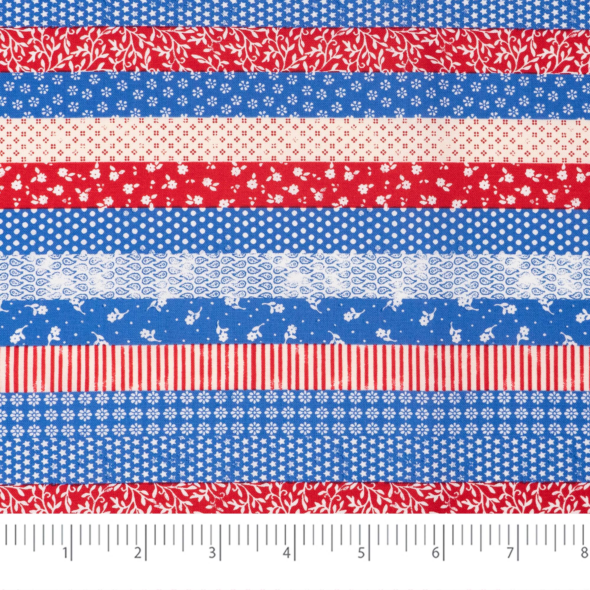 SINGER Americana Floral Stripes Cotton Fabric